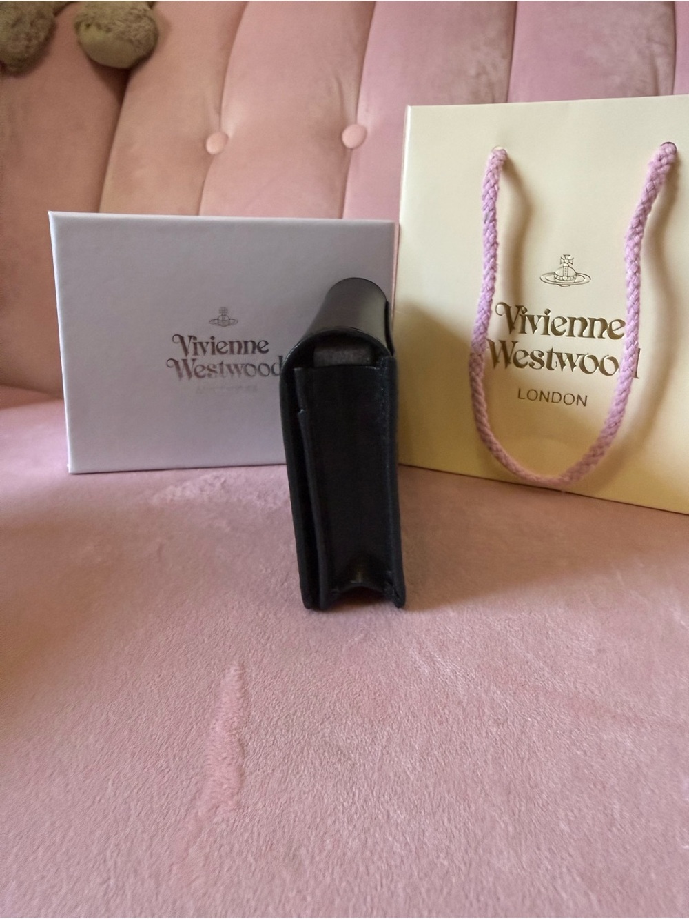 ๐ฏ Auth! Vivienne Westwood Black Leather Card & Key Holder with Gold Orb. BNWT! - Picture 6 of 15